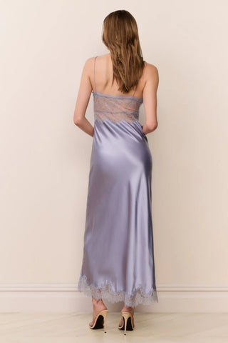 Orianna Silk Midi Dress in Washed Sky