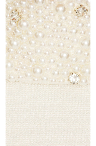 Pearl Collar Crop Top in Ecru