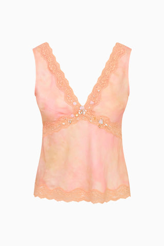 Petrou Beaded Silk Blend Top in Sienna Glow