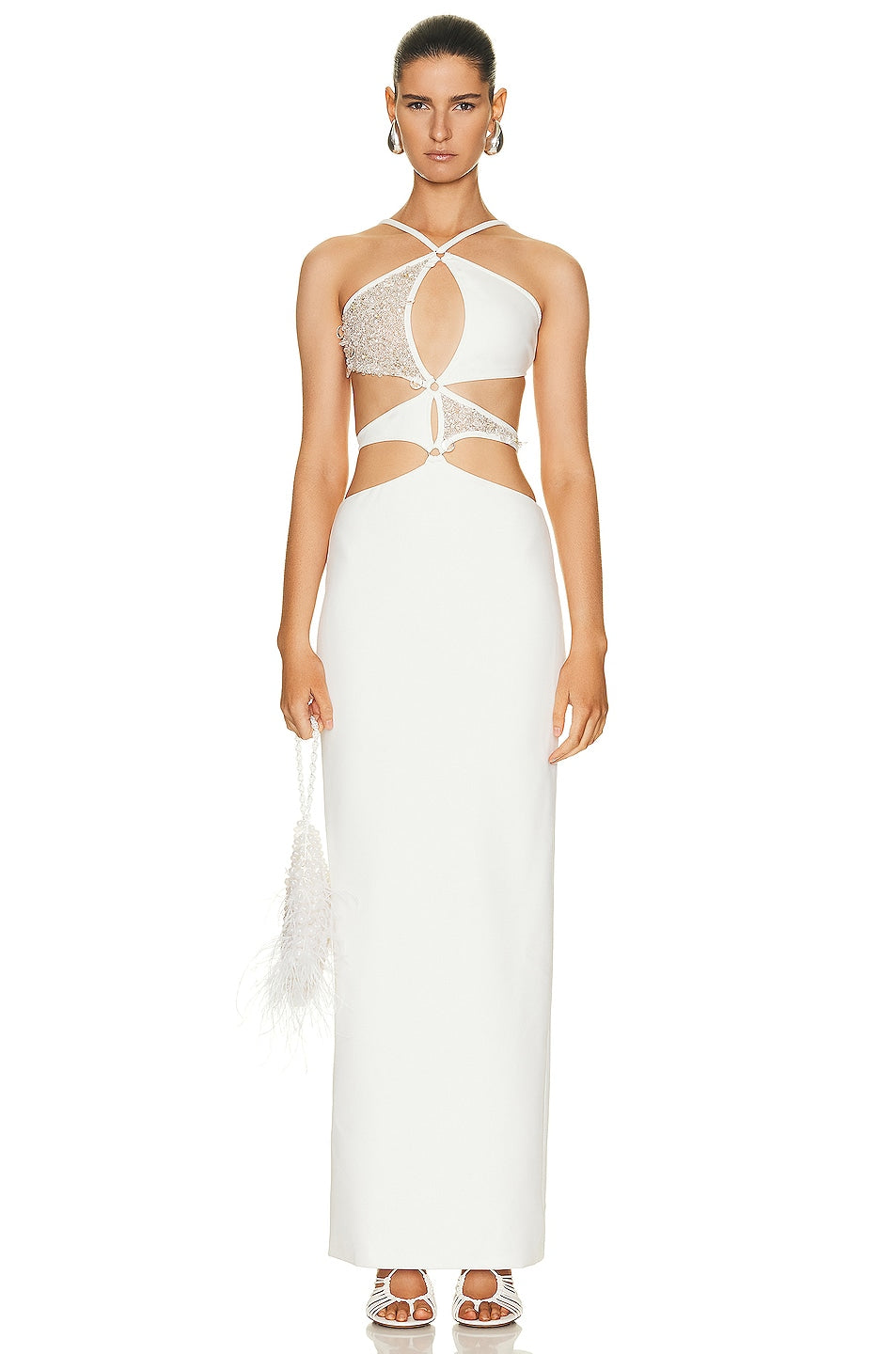 PatBo Hand Beaded Asterisk Dress in White PatBo Hand Beaded Asterisk Dress in White