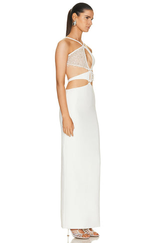 PatBo Hand Beaded Asterisk Dress in White