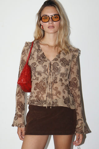 Paisley Ruffle Blouse