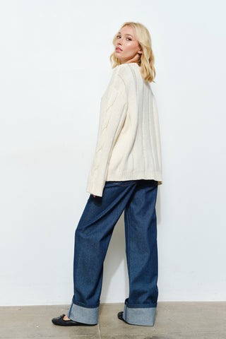 Prudence Cable Knit Sweater in Ivory