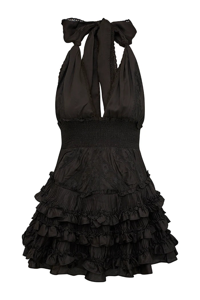 Quintelle Ruffle Dress in Black by LoveShackFancy Cattivo Quintelle Ruffle Dress in Black by LoveShackFancy Cattivo