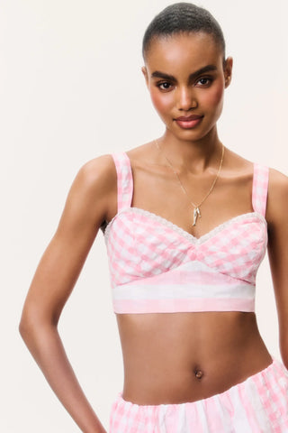 Ricky Seersucker Bralette Top in Watermelon Waves
