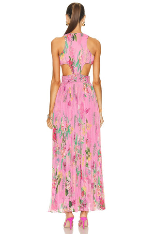 Rococo Sand Rue Long Dress in Candy Pink Colourful Floral
