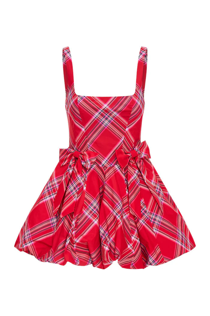 ruelle tartan mini bubble dress white christmas dresses Ruelle Tartan Mini Bubble Dress by LoveShackFancy Cattivo