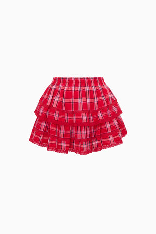 Ruffle Mini Skirt in Cherry Jubilee