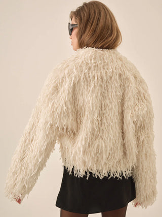 Ruffle Faux Feather Jacket