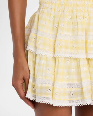 Ruffle Gingham Mini Skirt in Honeycomb