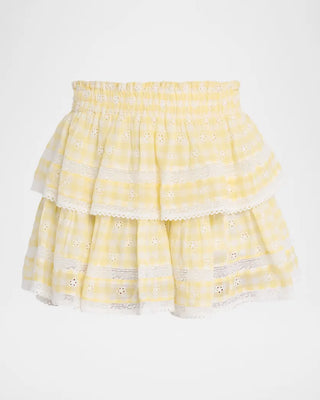 Ruffle Gingham Mini Skirt in Honeycomb
