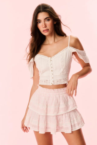 Ruffle Mini Gingham Skirt in Angel Pink