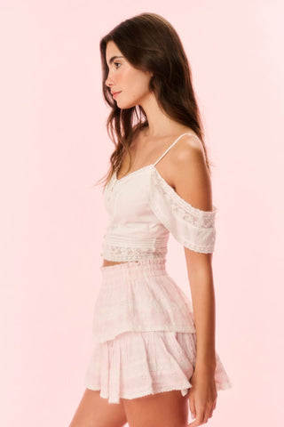 Ruffle Mini Gingham Skirt in Angel Pink