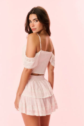 Ruffle Mini Gingham Skirt in Angel Pink