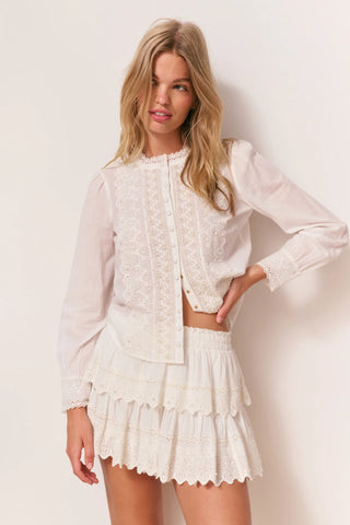 Ruffle Mini Pearl-Embellished Skirt