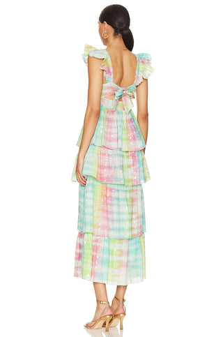 Saylor Leola Midi Dress in Rainbow Tie Dye