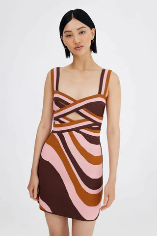 Significant Other Leyla Mini Dress in Chocolate Swirl