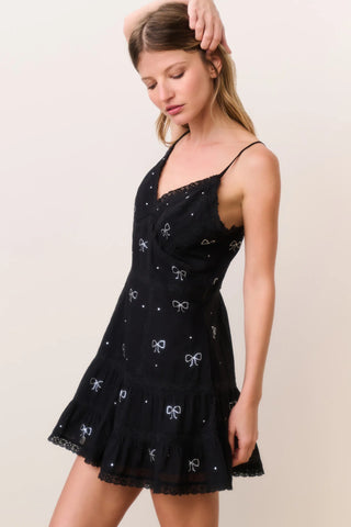 Solbina Embellished Mini Dress in Black
