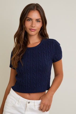 Short Sleeve Cable Knit