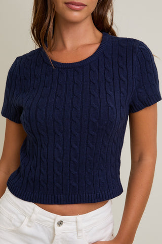 Short Sleeve Cable Knit