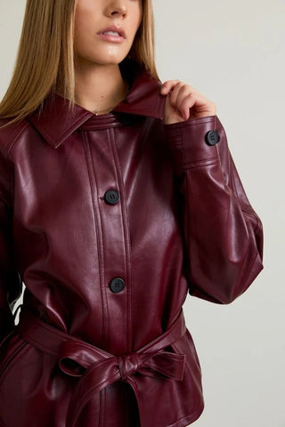 Shortie Faux Leather Trench Coat