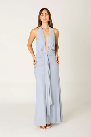 Silver Bells Plunge Front Maxi Dress