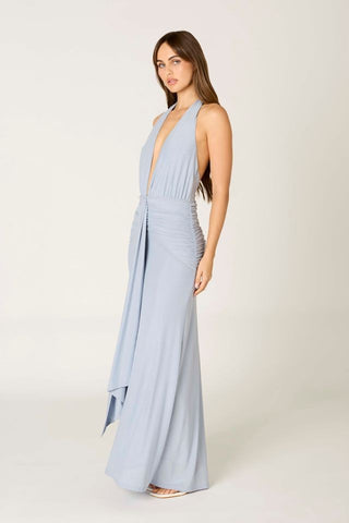 Silver Bells Plunge Front Maxi Dress