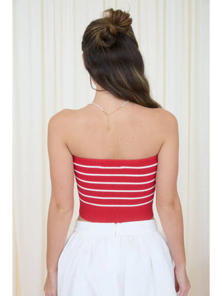 Strapless Striped Knit Top