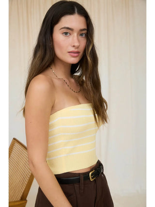 Strapless Striped Knit Top