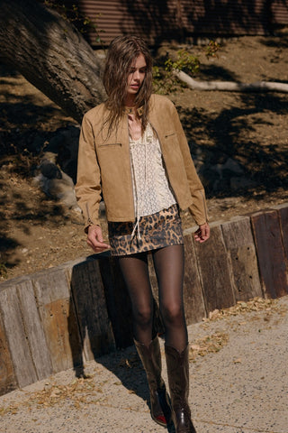 Suede Collar Button Jacket