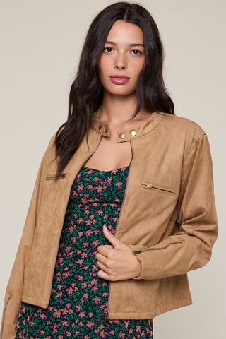 Suede Collar Button Jacket