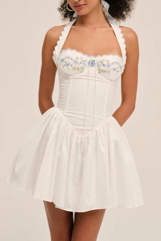 Tea Time Poplin Bustier Mini Dress