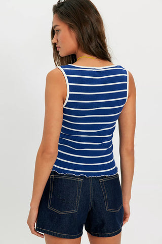 Tilly Striped Tank in Navy Combo