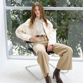 Utility High Rise Wide Leg Twill Pants