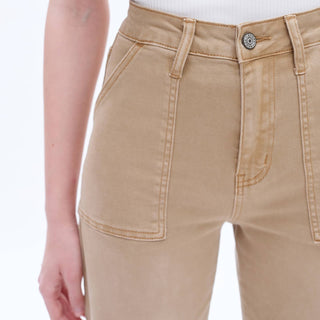 Utility High Rise Wide Leg Twill Pants