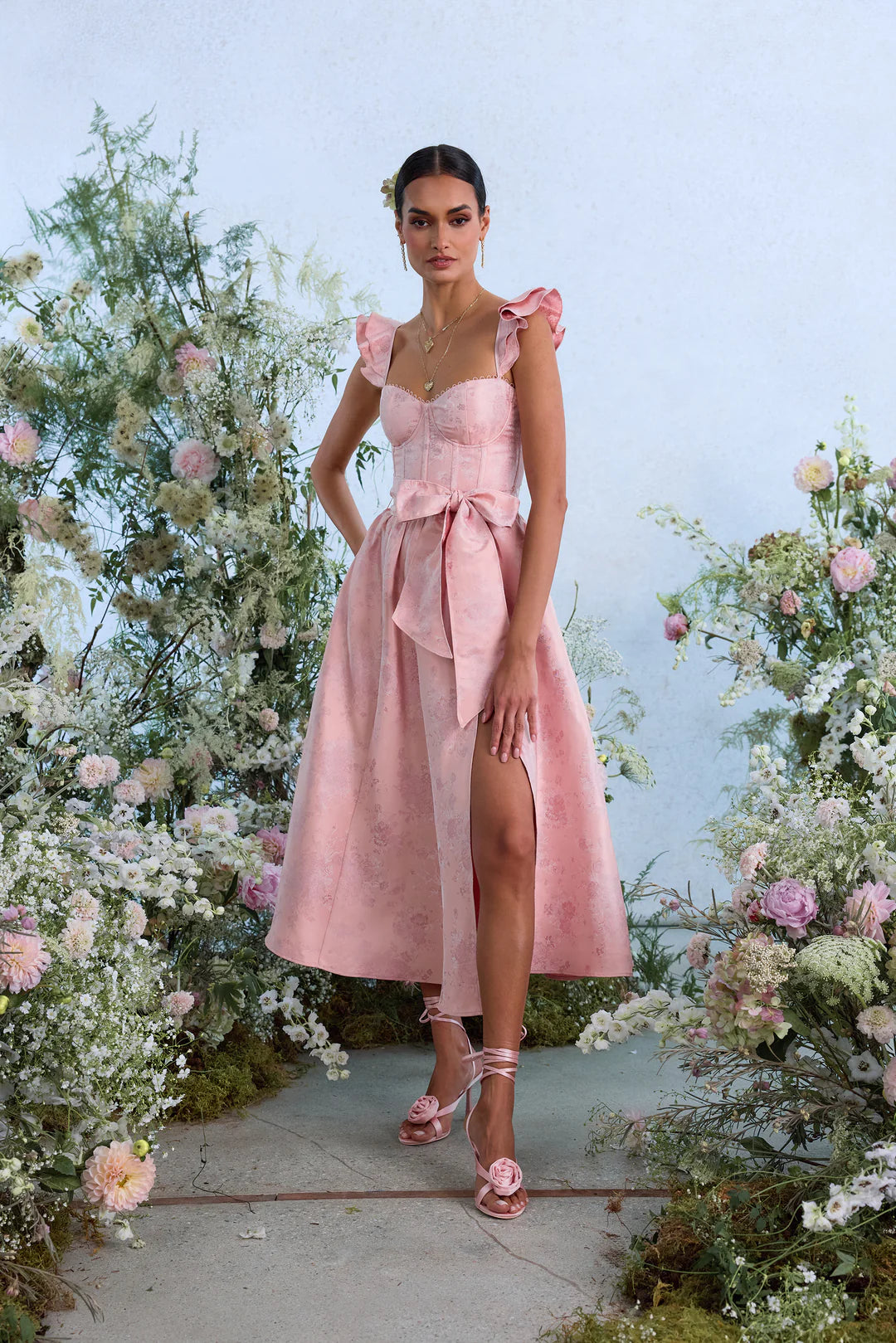 The Vera Dress in Light Pink Windsor Brocade 2 / Light Pink Windsor Brocade The Vera Dress in Light Pink Windsor Brocade 2 / Light Pink Windsor Brocade