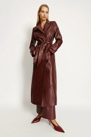 Vegan Leather Longline Coat