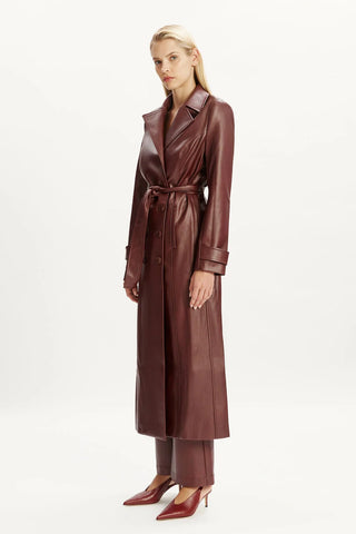 Vegan Leather Longline Coat