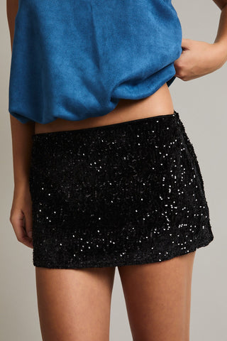 Velvet Sequin Micro Mini Skirt
