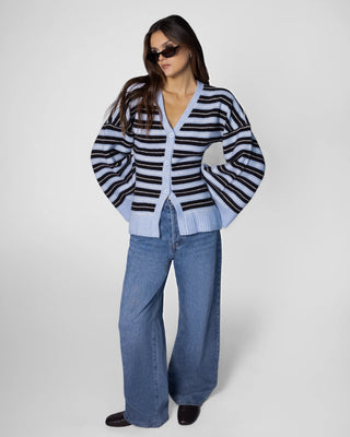 Cinched Waist Cardigan in Archive Blue