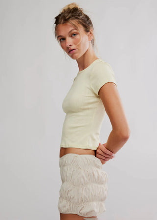 Wait a Minute Baby Tee in Banana Cream