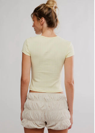 Wait a Minute Baby Tee in Banana Cream