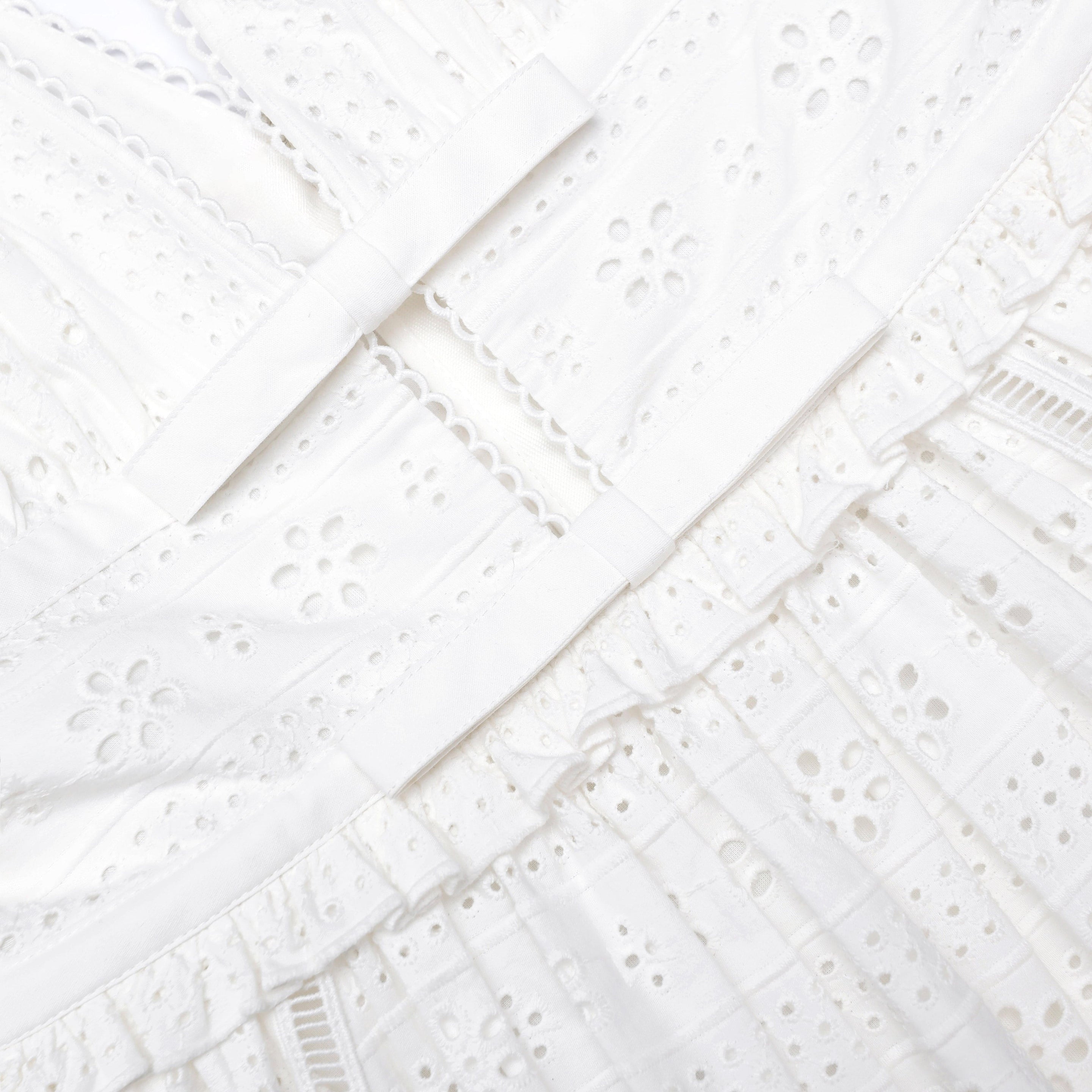 White Cotton Broderie Midi Dress in White by Self Portrait – Cattivo