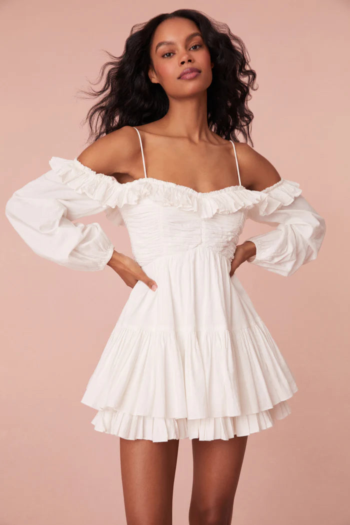 loveshackfancy white dress Zennia Off Shoulder Dress in White