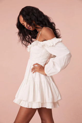 Zennia Off Shoulder Dress in White by LoveShackFancy – Cattivo