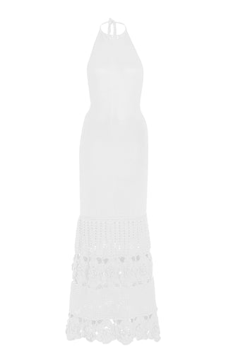 Alexis Carina Crochet Bamboo Knit Dress in White