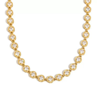 Halo Bezeled Tennis Necklace Water Resistant