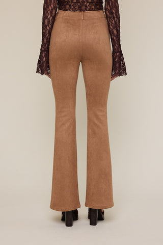 High Waist Suede Stretch Flare Pants
