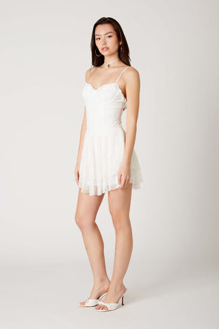 White Lace Floral Mini Dress