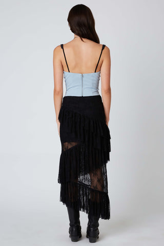 Lace Midi Skirt in Black